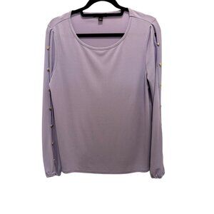 Roz & Ali Lilac Long Sleeve Top With Gold Button Detail